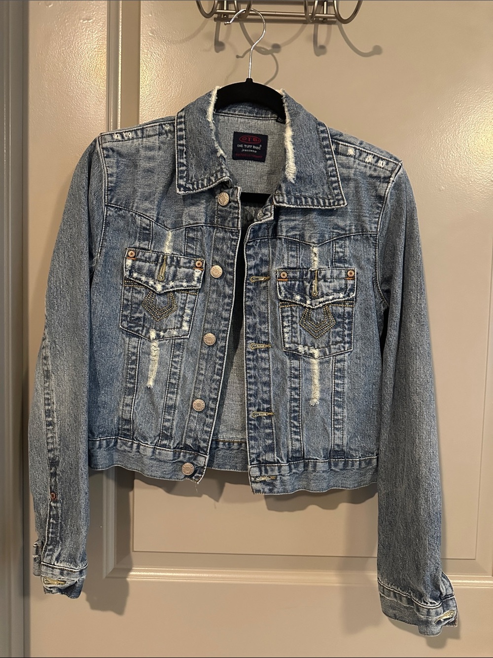 Distressed Light Blue Denim Jacket - Women's by GTO